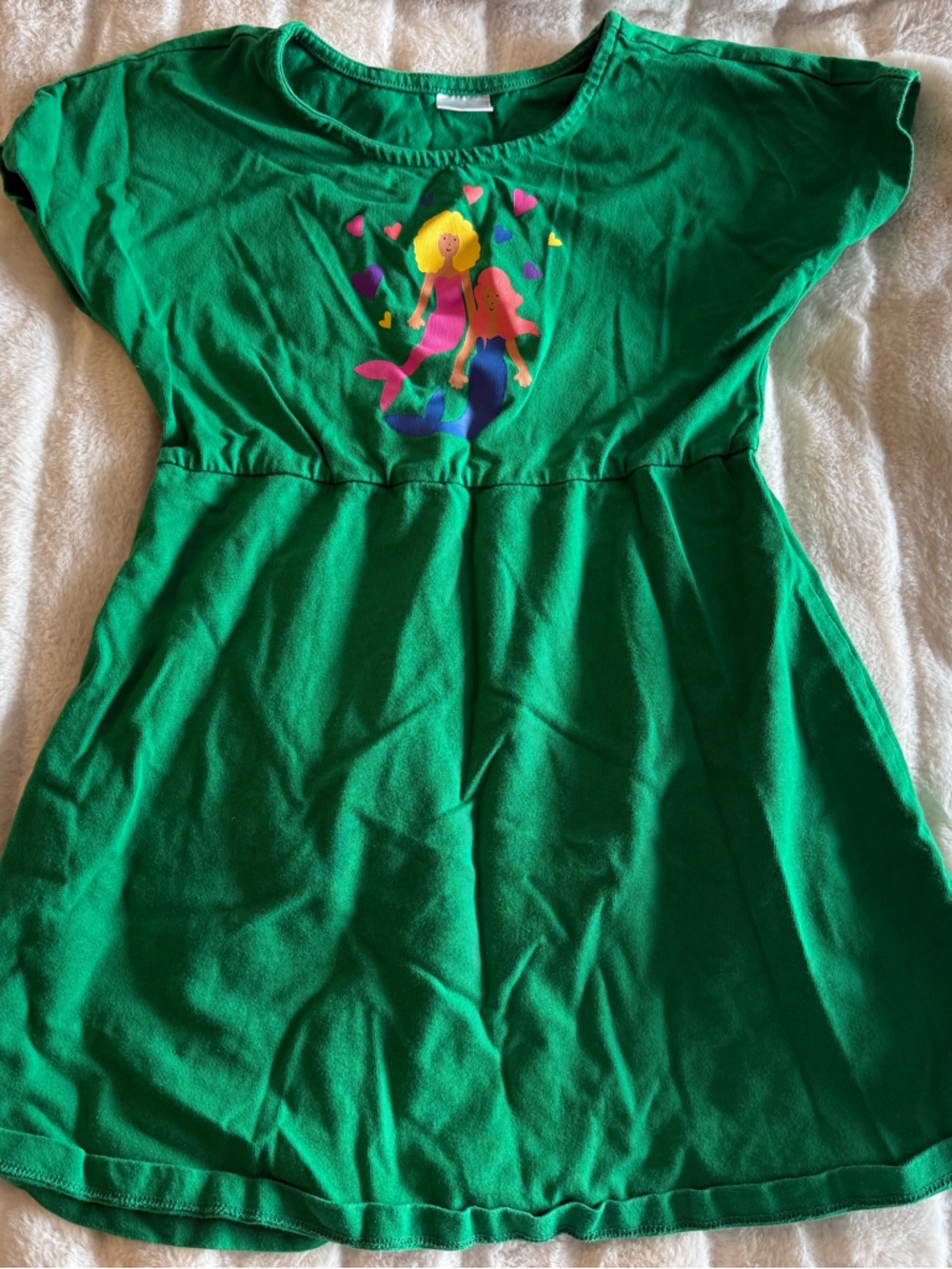 Hanna Andersson Green Dress with Pink & Yellow Mermaid Graphic